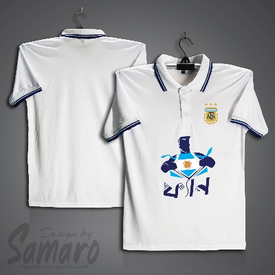 Picture of Argentina Short Sleeve Polo Football Jersey For Men - PP Micro Collar Polo Jersey - Argentina Fan Jersey