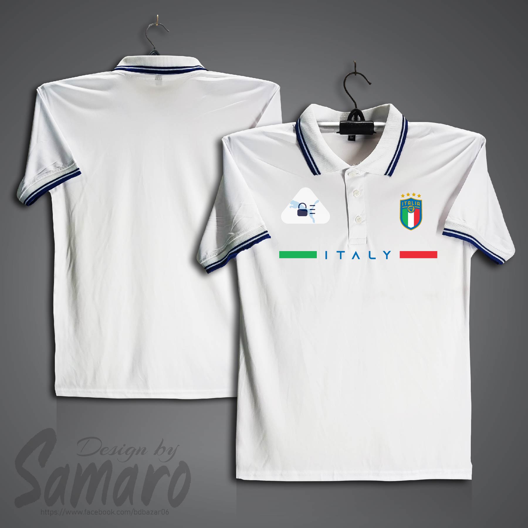 Picture of Italy Short Sleeve Polo Football Jersey For Men - PP Micro Collar Polo Jersey - Italy Jersey
