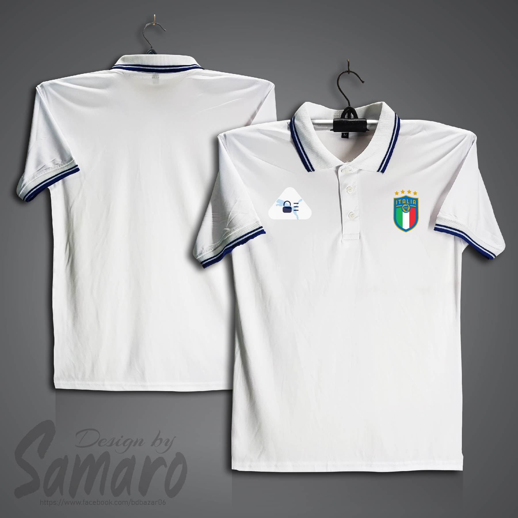Picture of Italy Short Sleeve Polo Football Jersey For Men - PP Micro Collar Polo Jersey - Italy Jersey
