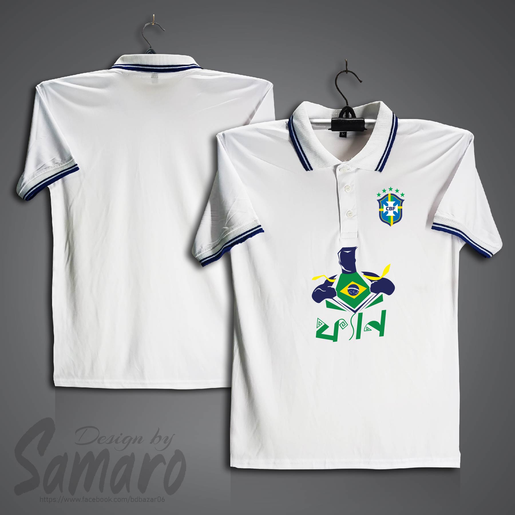 Picture of Brazil Short Sleeve Polo Football Jersey For Men - PP Micro Collar Polo Jersey - Brazil Fan Jersey