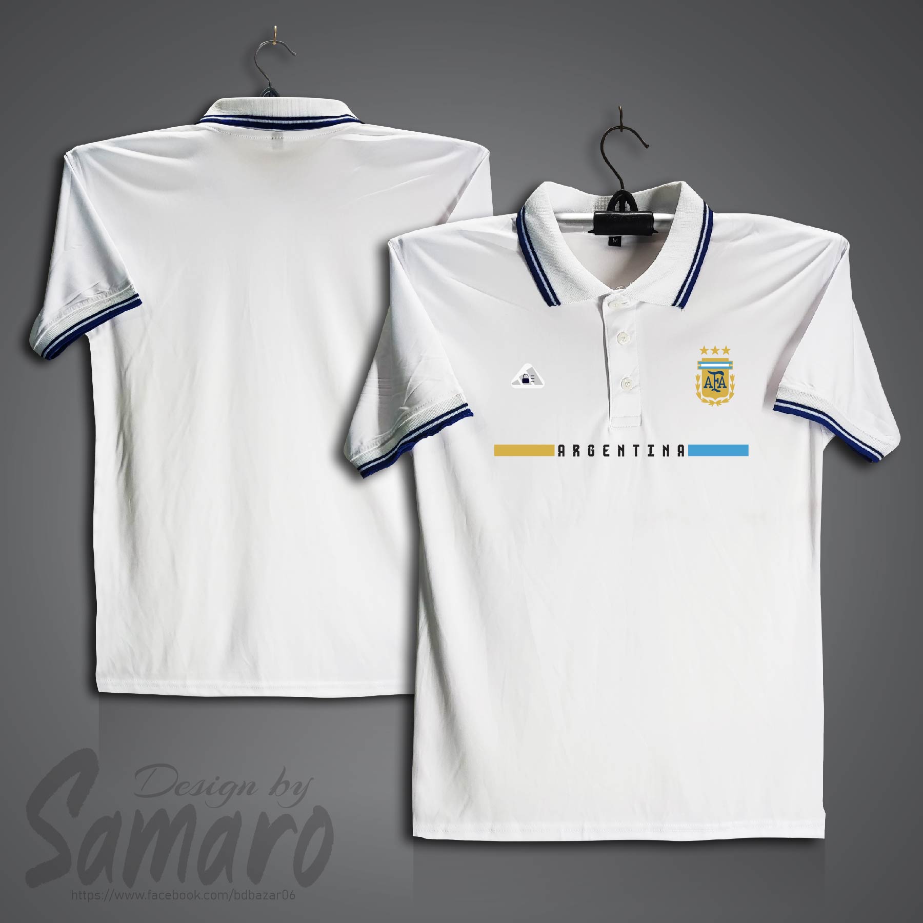 Picture of Argentina Short Sleeve Polo Football Jersey for Men - PP Micro Collar Polo Jersey - Argentina Jersey