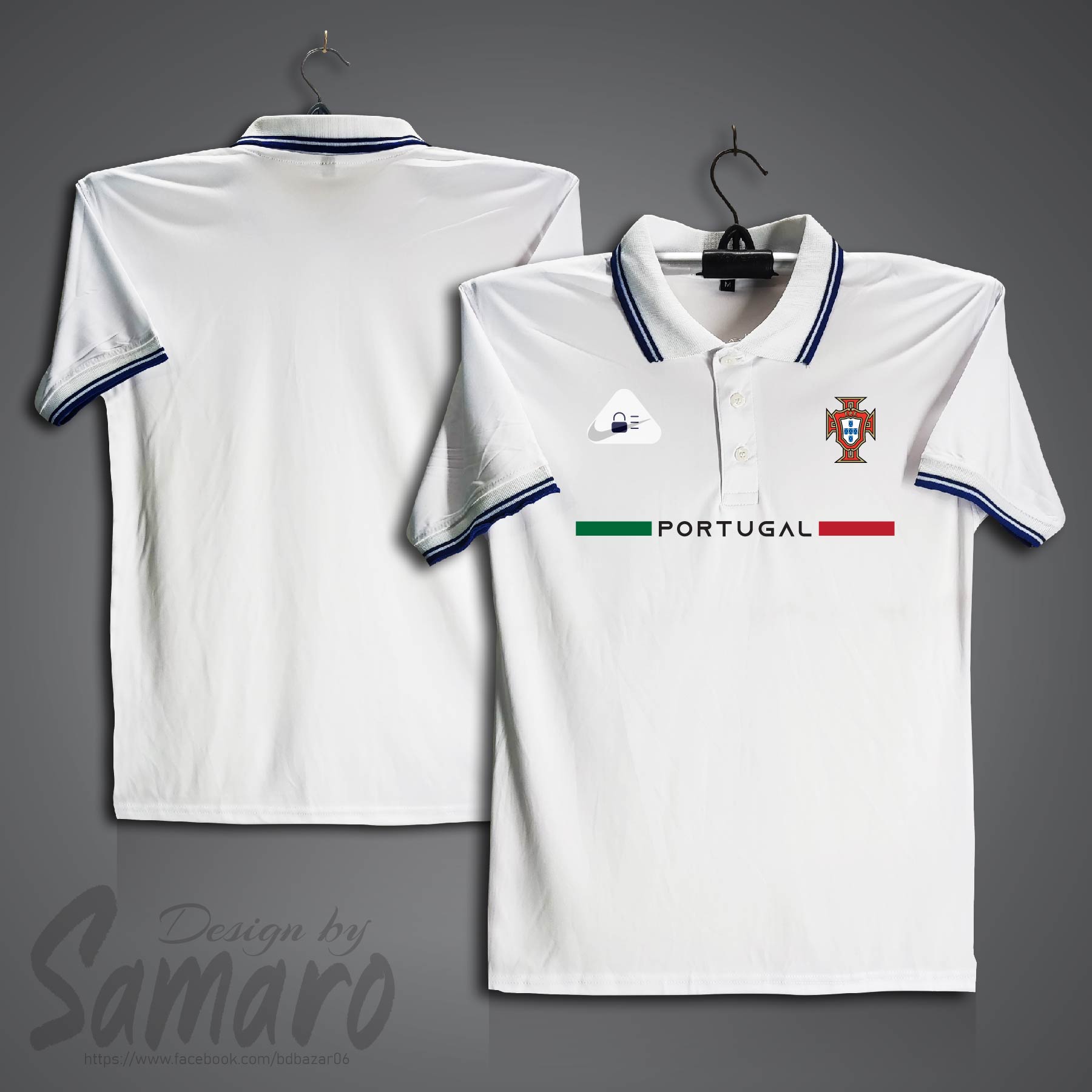 Picture of Portugal Short Sleeve Polo Football Jersey For Men - PP Micro Collar Polo Jersey - Portugal Jersey