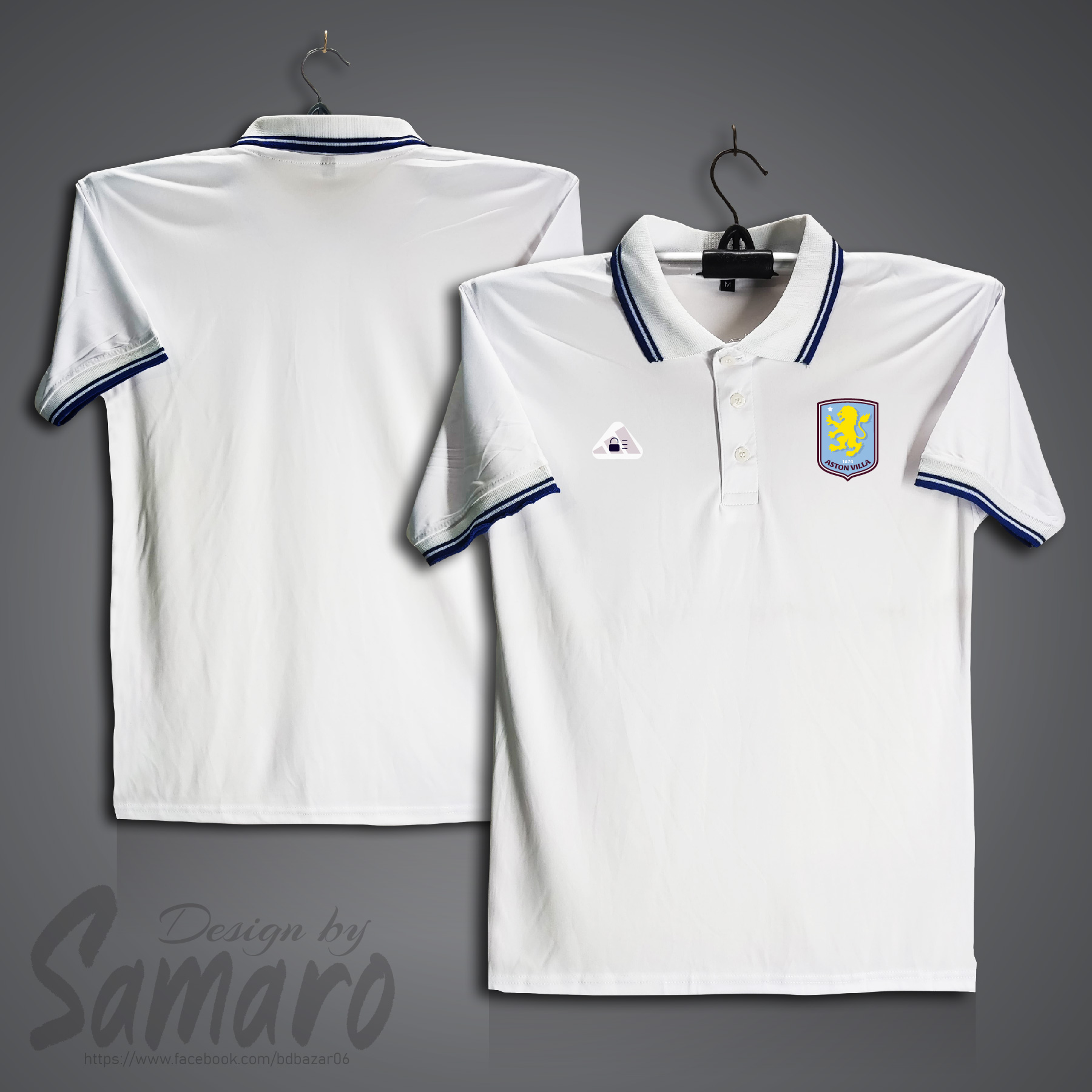 Picture of Aston Villa Short Sleeve Polo Football Jersey For Men - PP Micro t shirt - Aston Villa Jersey
