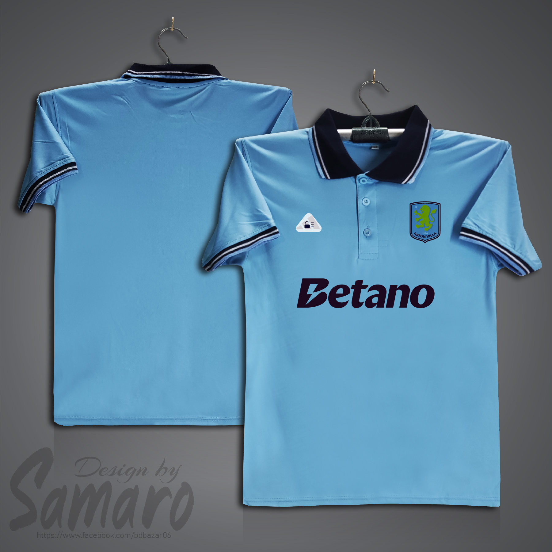 Picture of Aston Villa Short Sleeve Polo Football Jersey For Men - PP Micro t shirt - Aston Villa Jersey