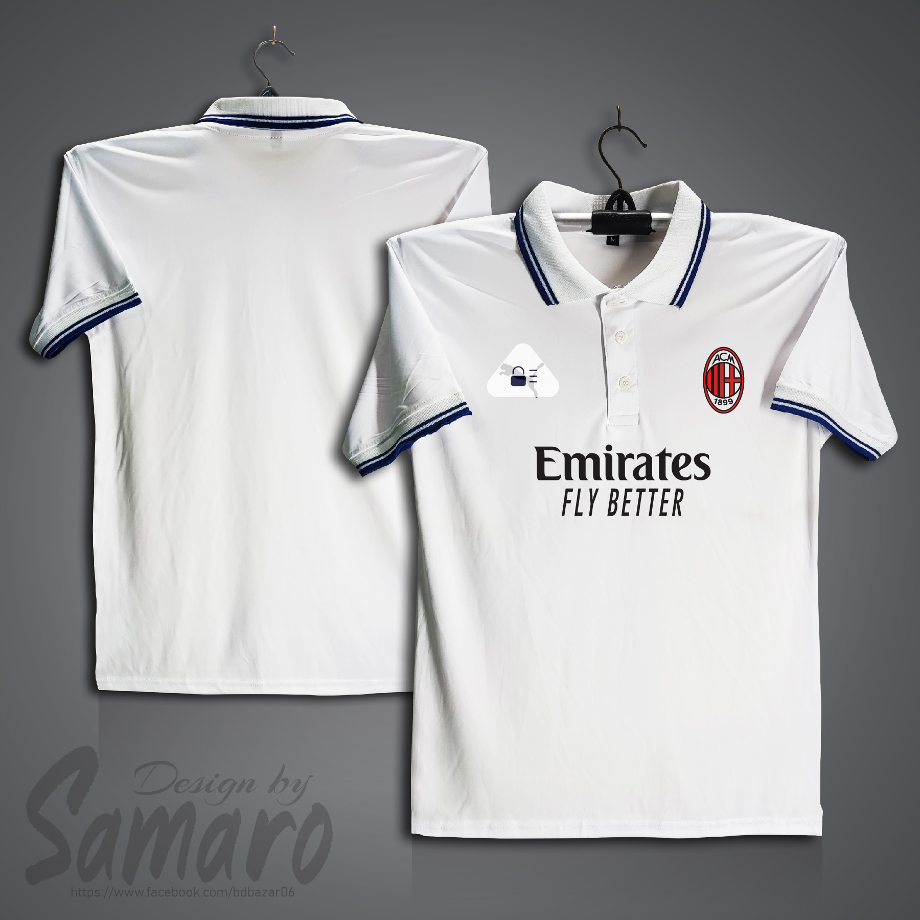 Picture of AC Milan Short Sleeve Polo Football Jersey For Men - PP Micro Polo t shirt - AC Milan Jersey