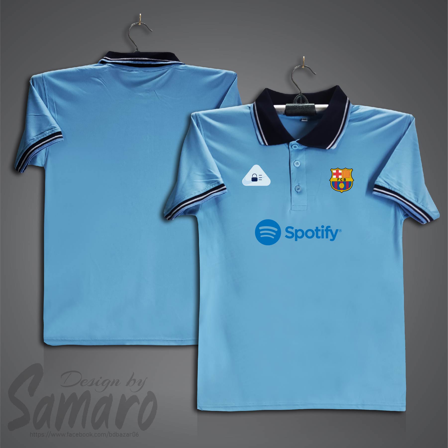Picture of Barcelona Short Sleeve Polo Football Jersey For Men - PP Micro Collar Polo Jersey - Barcelona Jersey