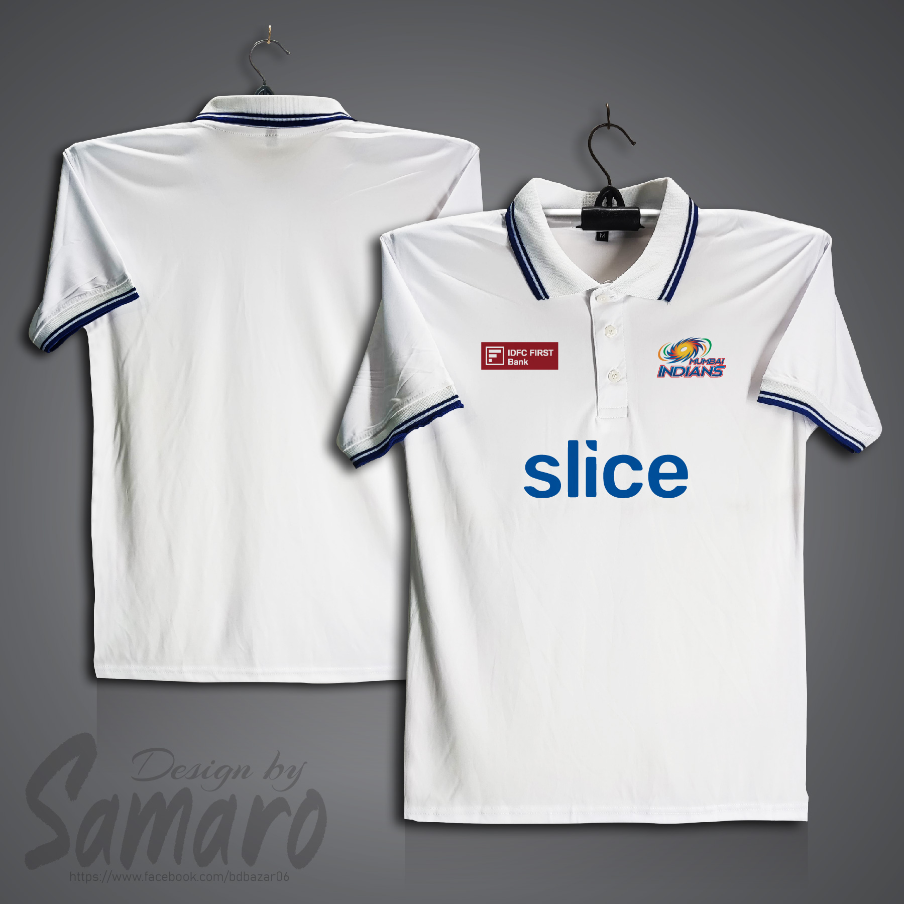 Picture of Mumbai Short Sleeve IPL Polo Cricket Jersey For Men - PP Micro IPL Polo Jersey - MI IPL Jersey