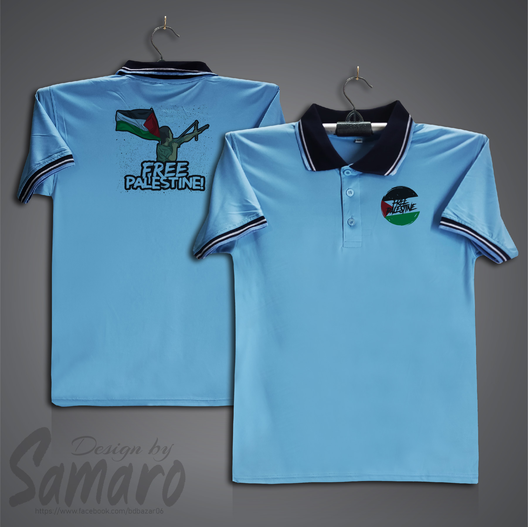 Picture of Free Palestine Short Sleeve Polo Jersey For Men - PP Micro Polo T Shirt For Men - Free Palestine Jersey
