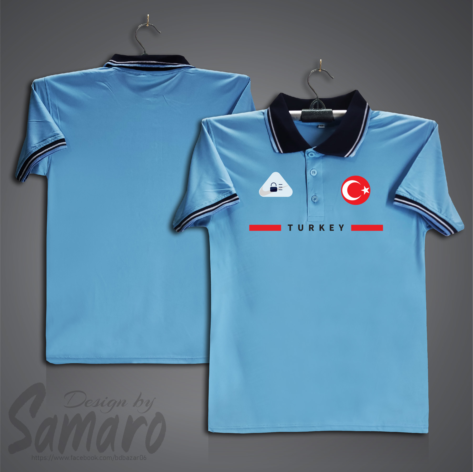 Picture of Turkey Short Sleeve Polo Football Jersey For Men - PP Micro Collar Polo Jersey - Turkey Jersey