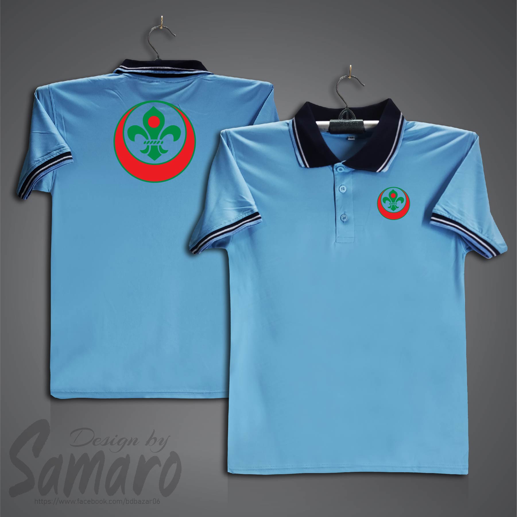 Picture of Bangladesh Scout Logo Short Sleeve Polo Jersey For Men - PP Micro Collar Polo Jersey - Bangladesh Scout Jersey