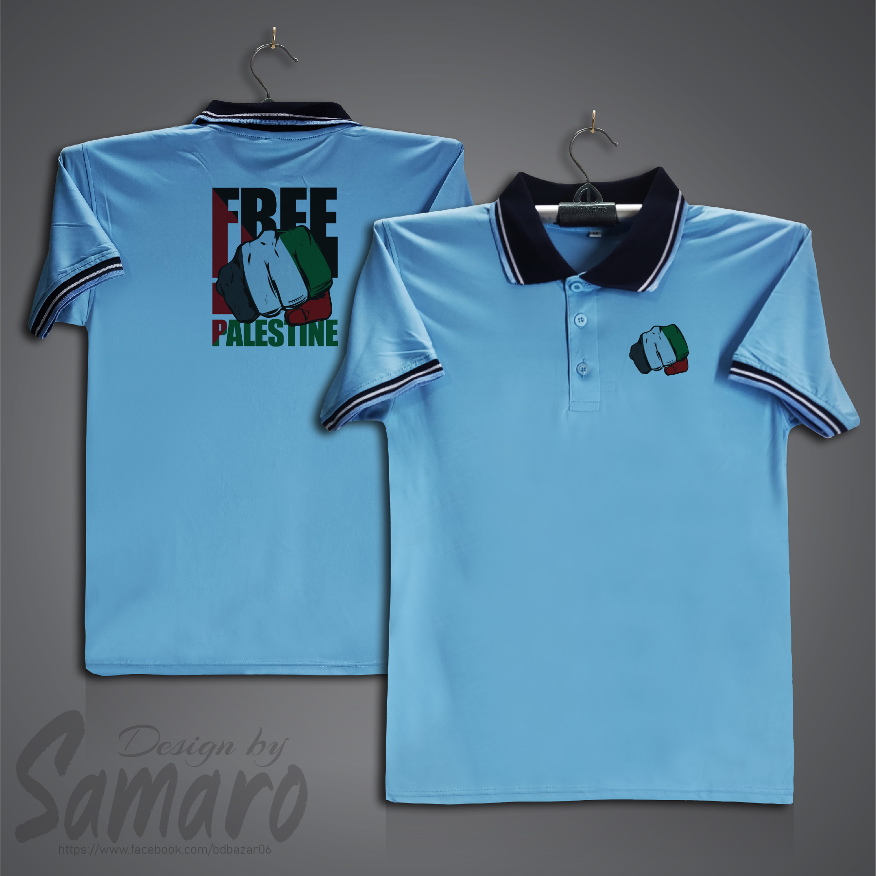 Picture of Free Palestine Short Sleeve Polo Jersey For Men - PP Micro Polo T Shirt For Men - Free Palestine Jersey