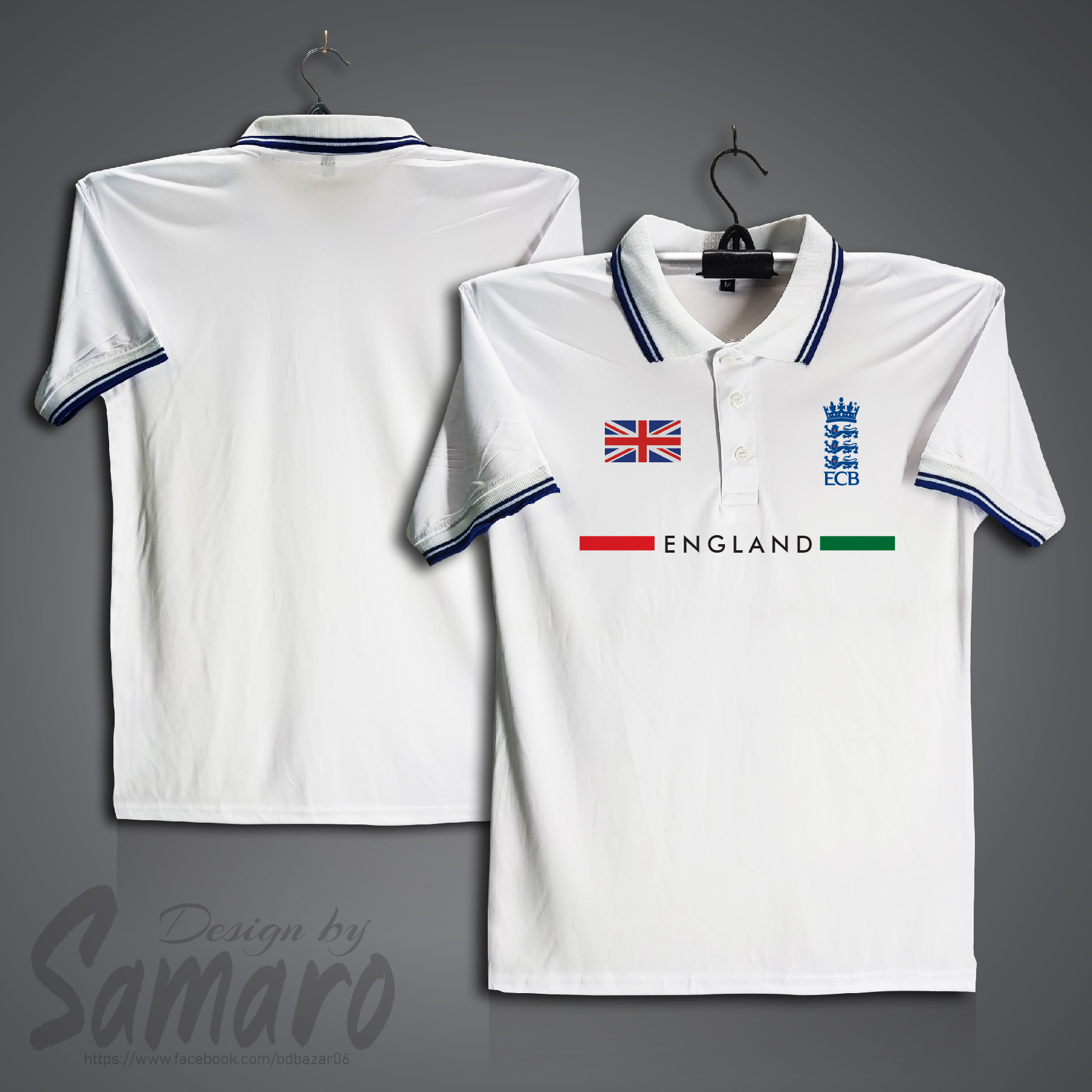 Picture of England Short Sleeve Polo Cricket Jersey For Men - PP Micro Collar Polo Jersey - England Cricket Jersey
