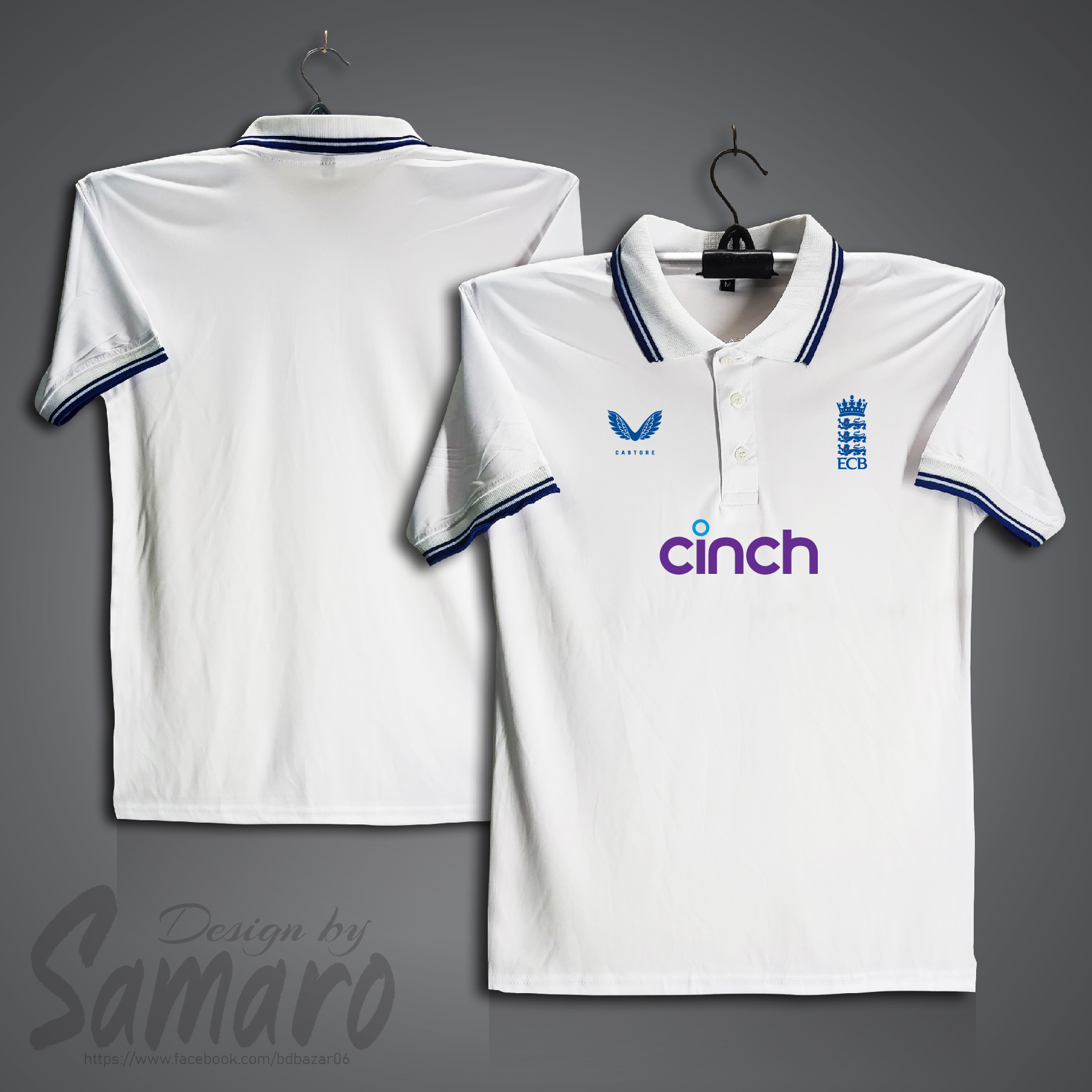 Picture of England Short Sleeve Polo Cricket Jersey For Men - PP Micro Collar Polo Jersey - England Cricket Jersey