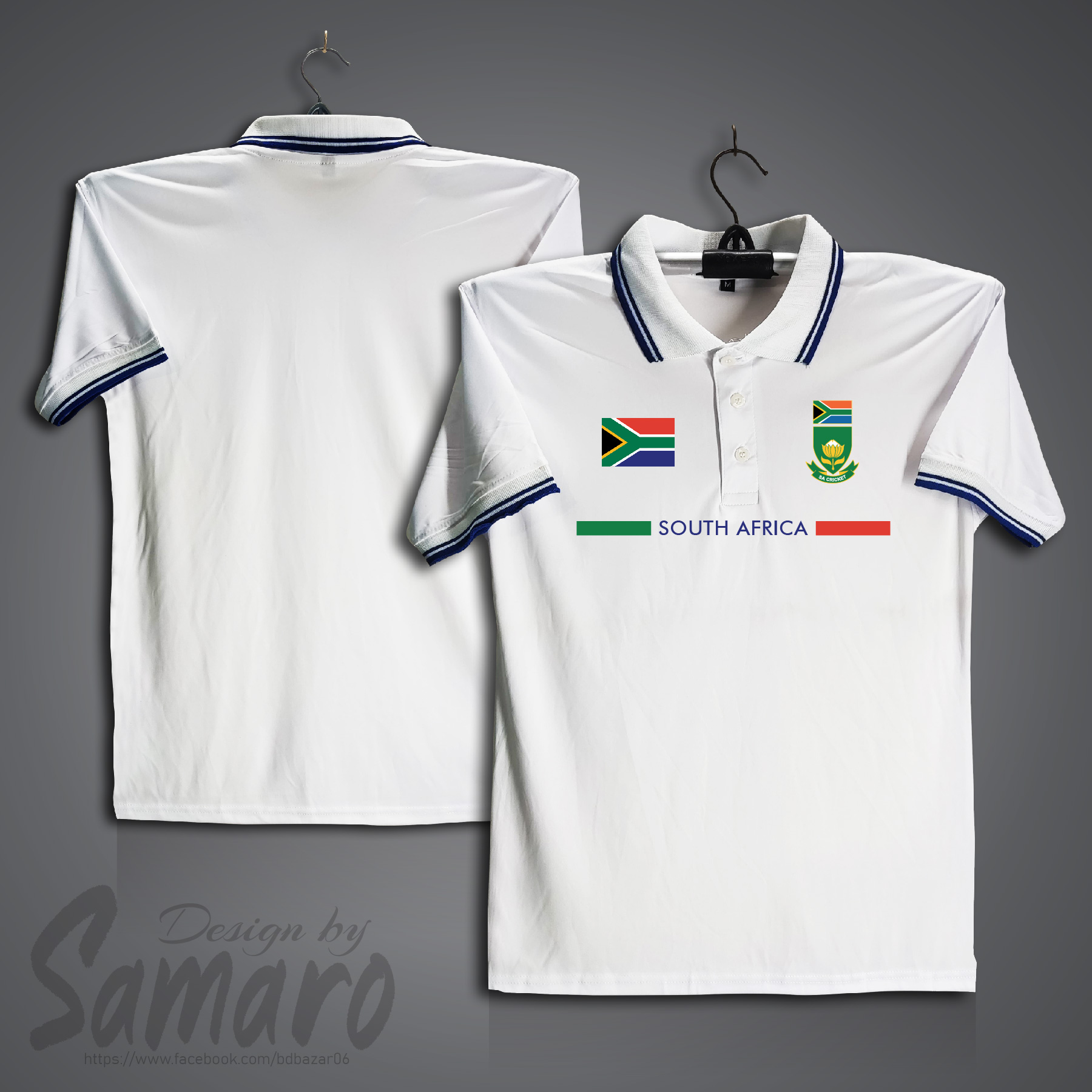 Picture of South Africa Short Sleeve Polo Cricket Jersey For Men - PP Micro Collar Polo Jersey - South Africa Cricket Jersey