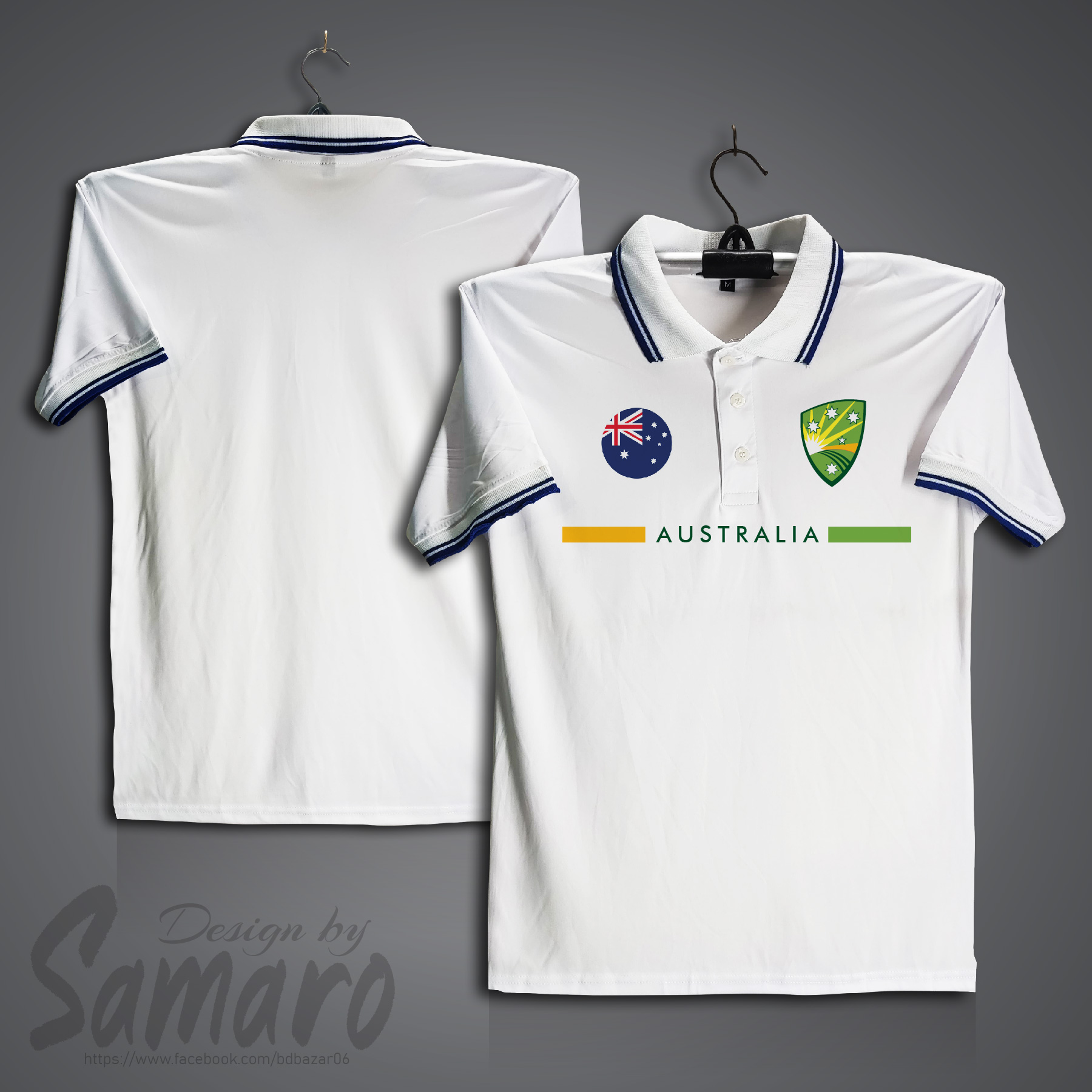 Picture of Australia Short Sleeve Polo Cricket Jersey For Men - PP Micro Collar Polo Jersey - Australia Cricket Jersey