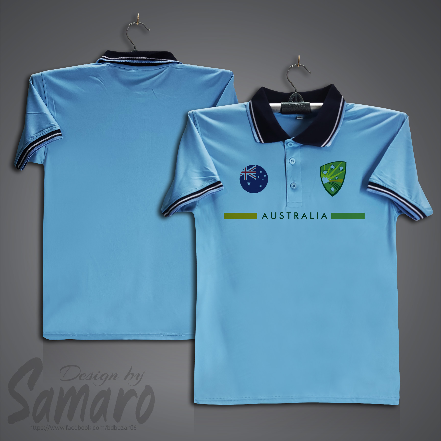 Picture of Australia Short Sleeve Polo Cricket Jersey For Men - PP Micro Collar Polo Jersey - Australia Cricket Jersey