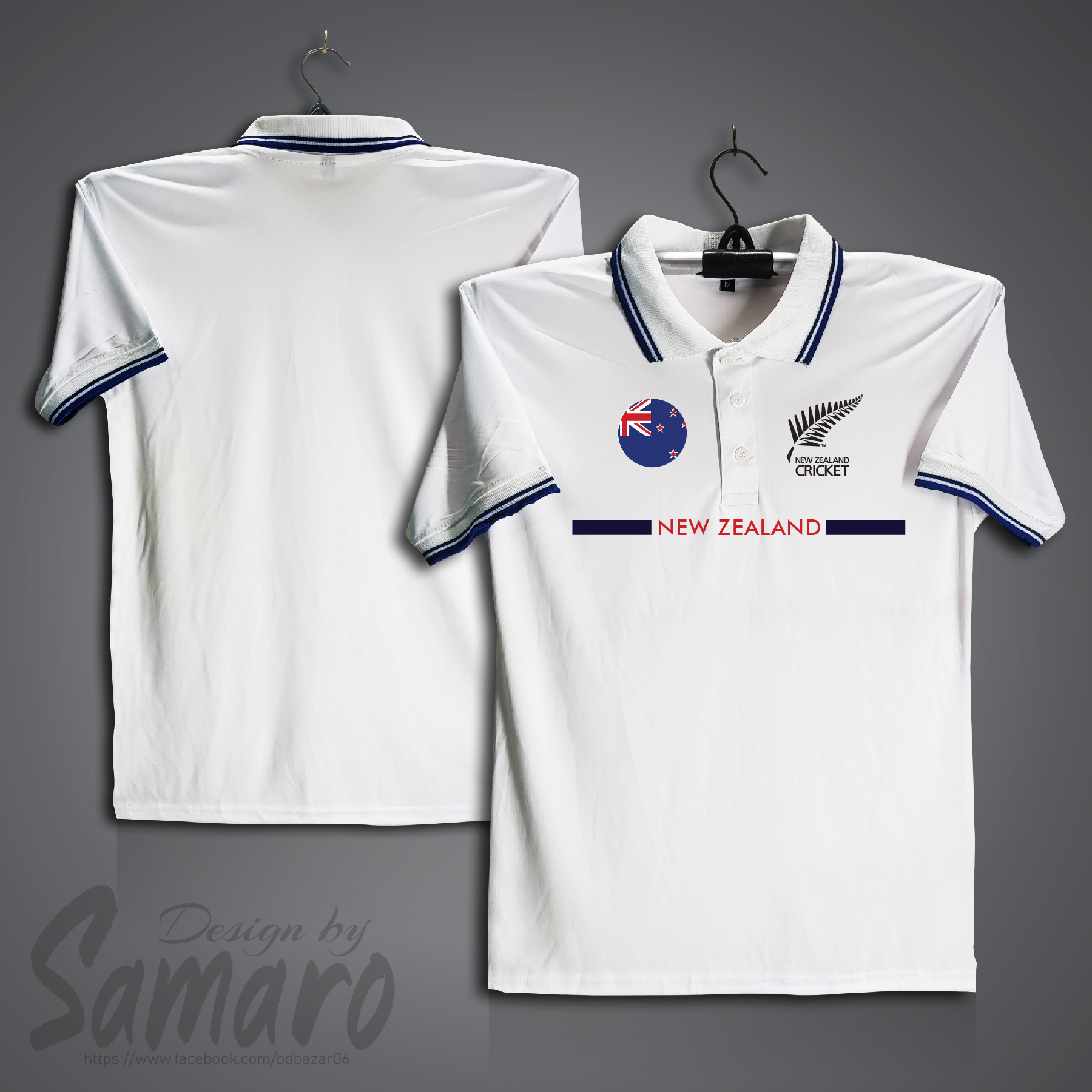 Picture of New Zealand Short Sleeve Polo Cricket Jersey For Men - PP Micro Collar Polo Jersey - New Zealand Cricket Jersey