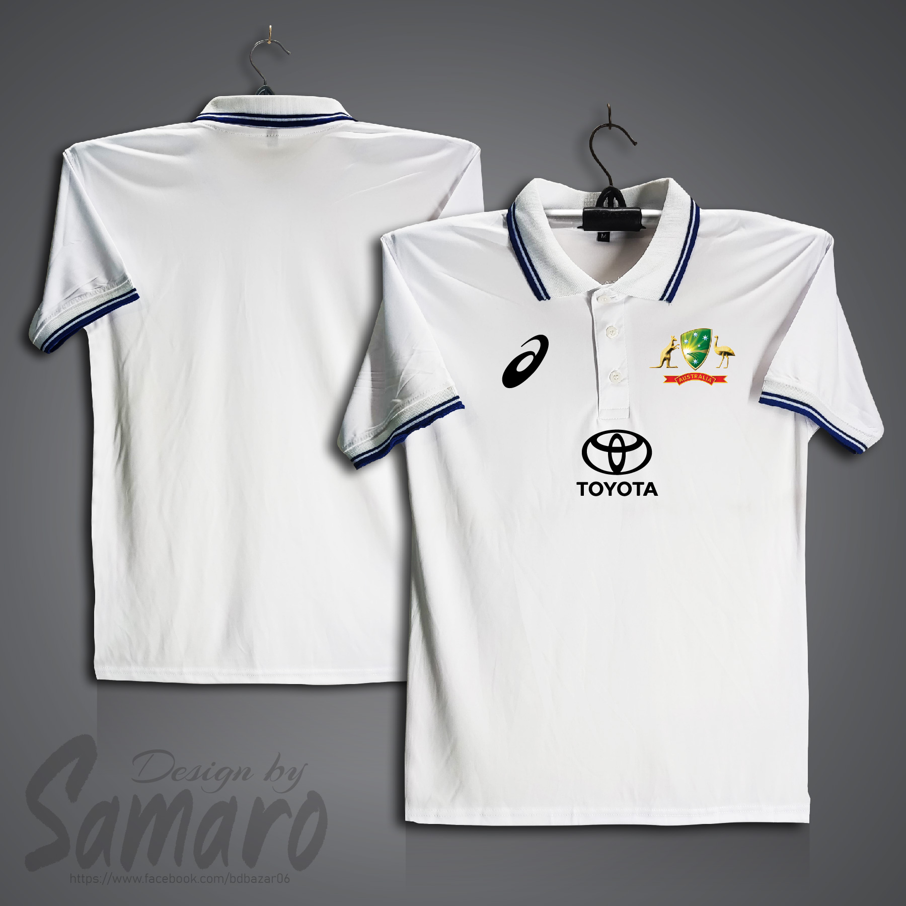 Picture of Australia test Short Sleeve Polo Cricket Jersey For Men - PP Micro Collar Polo Jersey - Australia Cricket Jersey