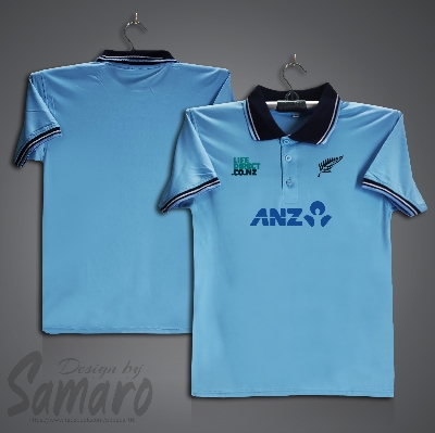 Picture of New Zealand Test Short Sleeve Polo Cricket Jersey For Men - PP Micro Collar Polo Jersey - New Zealand Cricket Jersey