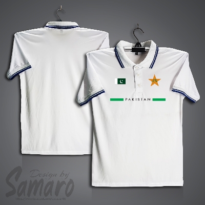 Picture of Pakistan Short Sleeve Polo Cricket Jersey For Men - PP Micro Collar Polo Jersey - Pakistan Cricket Jersey