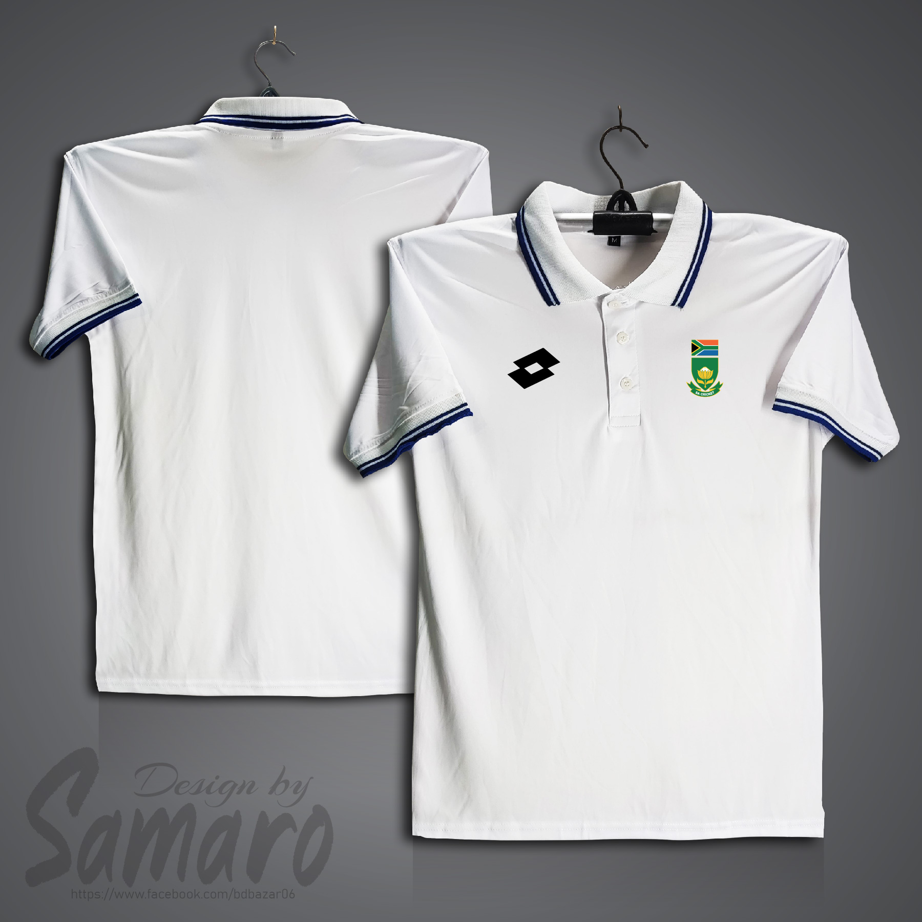 Picture of South Africa Test Short Sleeve Polo Cricket Jersey For Men - PP Micro Collar Polo Jersey - South Africa Cricket Jersey
