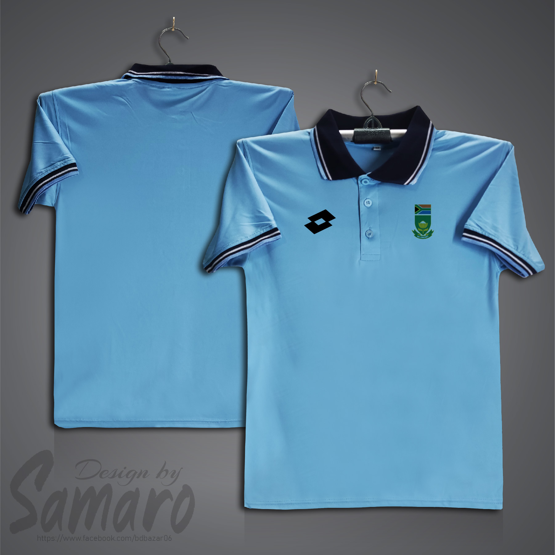 Picture of South Africa Test Short Sleeve Polo Cricket Jersey For Men - PP Micro Collar Polo Jersey - South Africa Cricket Jersey