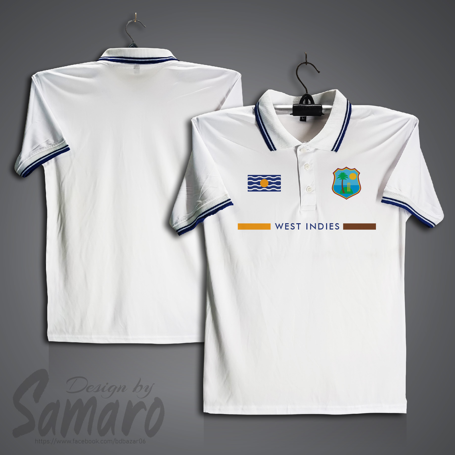 Picture of West Indies Short Sleeve Polo Cricket Jersey For Men - PP Micro Collar Polo Jersey - West Indies Cricket Jersey