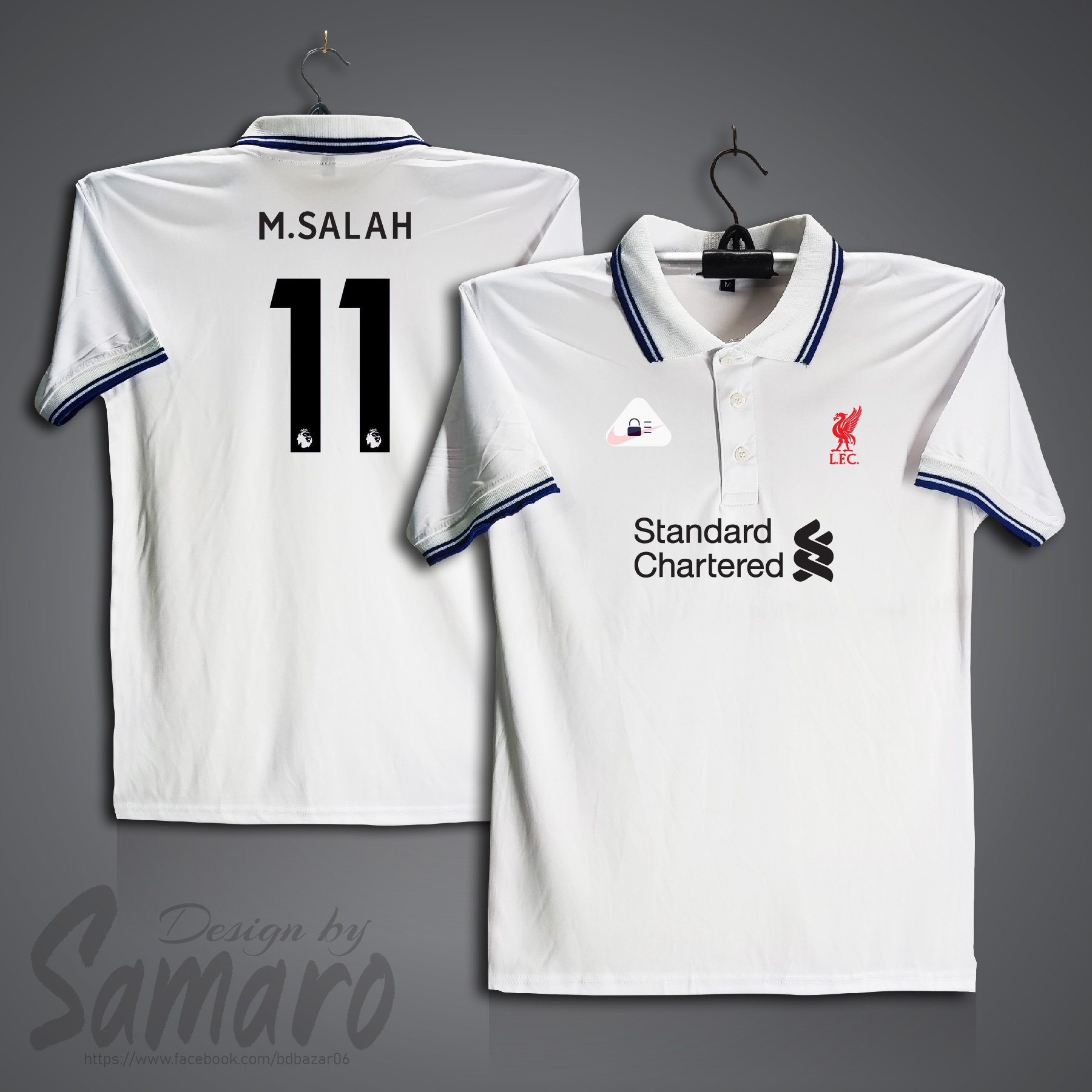 Picture of Mohamed Sala 11 Jersey - Liverpool Short Sleeve Polo Football Jersey For Men - M. SALAH 11 Polo Jersey - Liverpool Jersey
