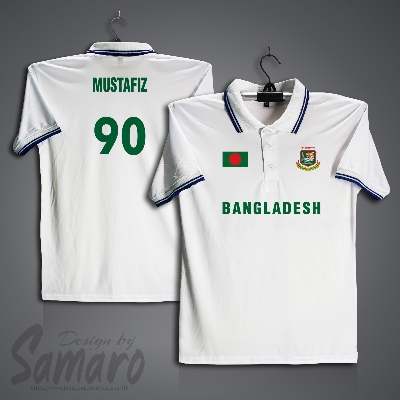 Picture of Bangladesh Short Sleeve Polo Cricket Jersey For Men - Mustafiz 90 Polo Jersey - Bangladesh Cricket Jersey