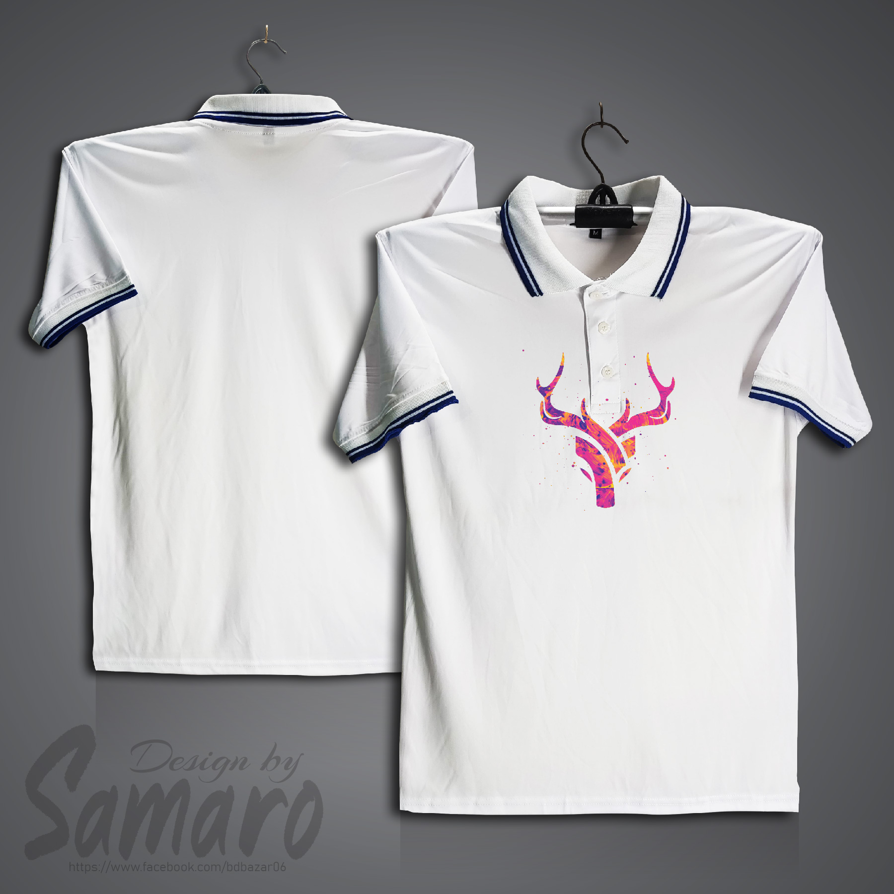 Picture of Abstract Deer Short Sleeve Polo Jersey For Men - PP Micro Polo T Shirt For Men - Deer Jersey