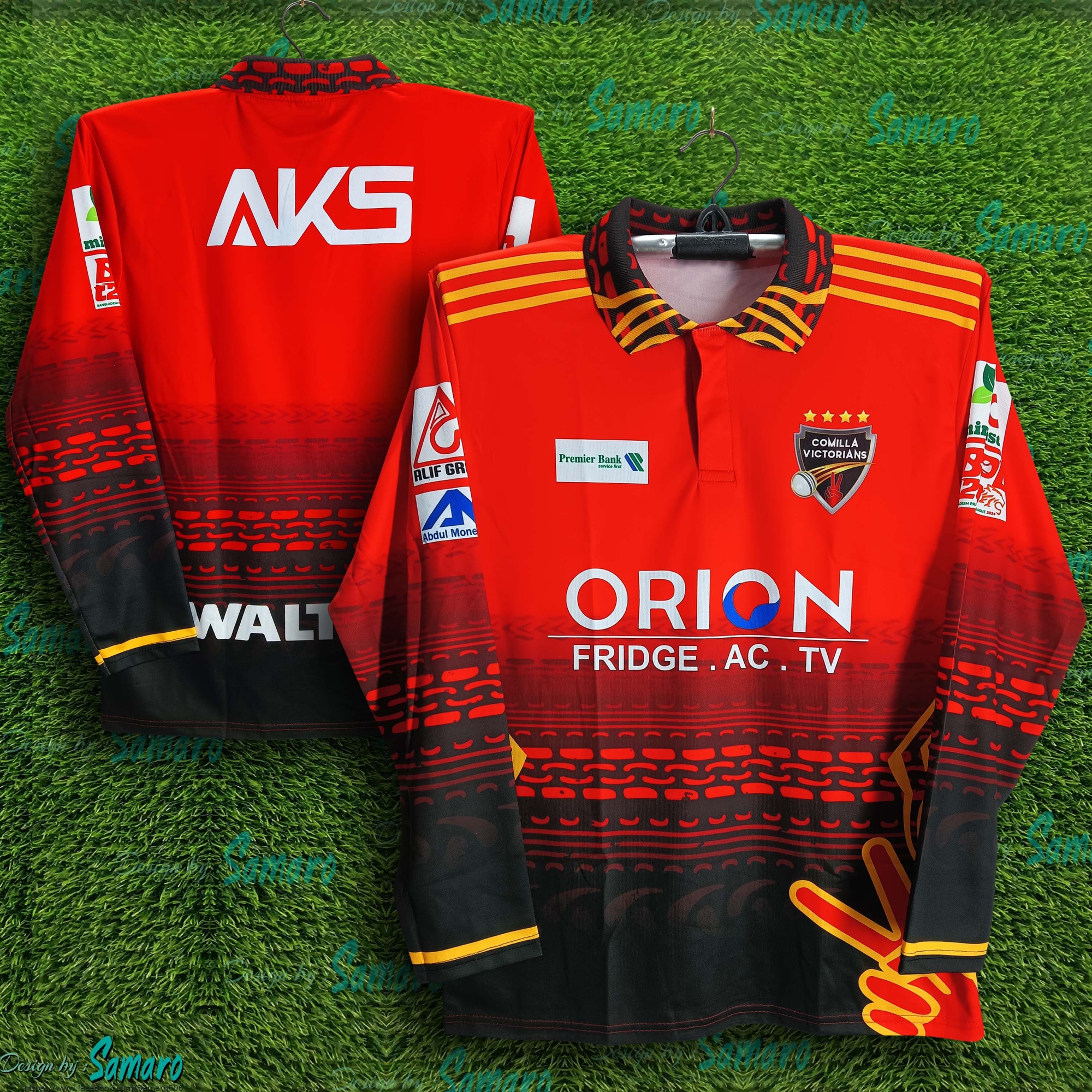 Picture of Comilla Victorians Full Sleeve Polo Cricket Jersey For Man - BPL Polo Jersey - Comilla BPL Jersey 2024-2025