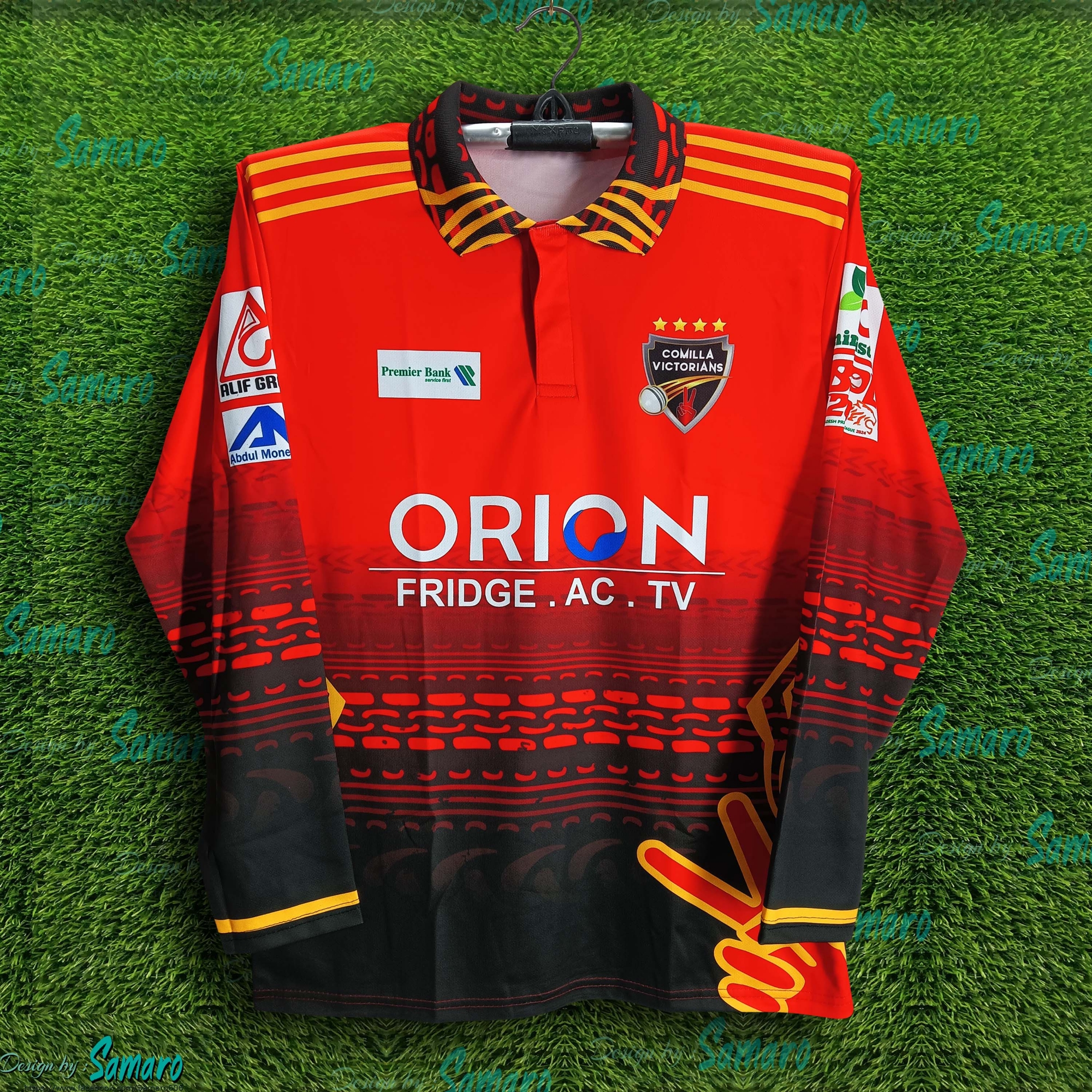 Picture of Comilla Victorians Full Sleeve Polo Cricket Jersey For Man - BPL Polo Jersey - Comilla BPL Jersey 2024-2025