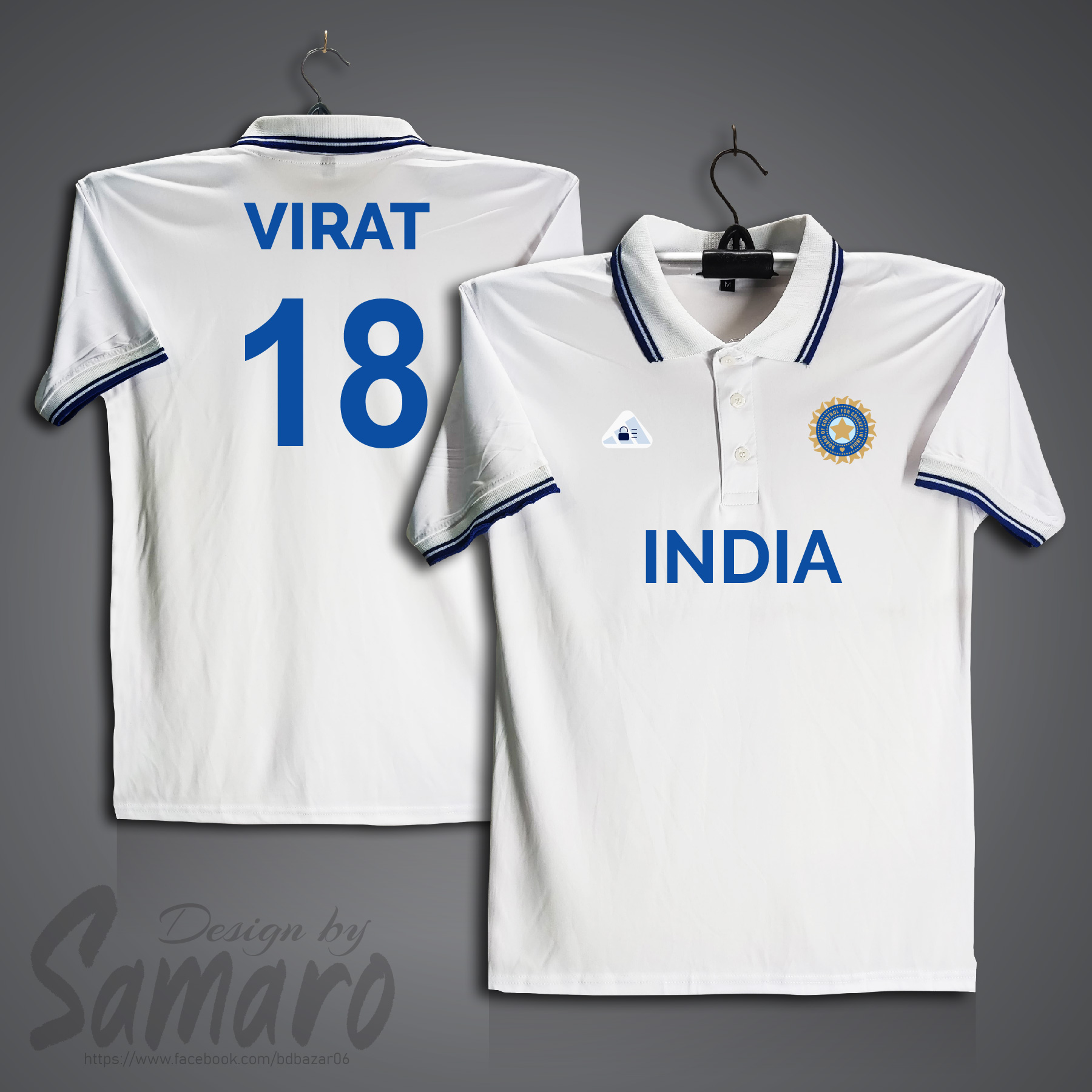 Picture of India Short Sleeve Polo Cricket Jersey For Men - virat 18 Polo Jersey - India Cricket Jersey