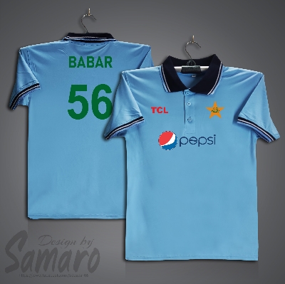 Picture of _Pakistan Test Short Sleeve Polo Cricket Jersey For Men - babar 56 Polo Jersey - Pakistan Cricket Jersey