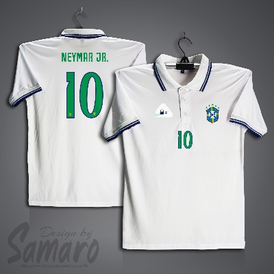Picture of Brazil 10 Short Sleeve Polo Football Jersey for Men - Neymar Polo Jersey - Neymar JR 10 Brazil Jersey