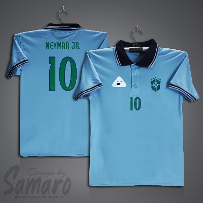 Picture of Brazil 10 Short Sleeve Polo Football Jersey for Men - Neymar Polo Jersey - Neymar JR 10 Brazil Jersey