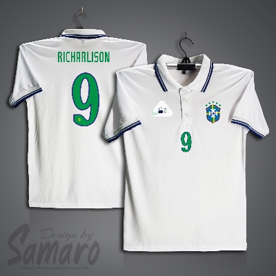 Picture of Brazil 9 Short Sleeve Polo Football Jersey for Men - Richarlison Polo Jersey - Richarlison 9 Brazil Jersey