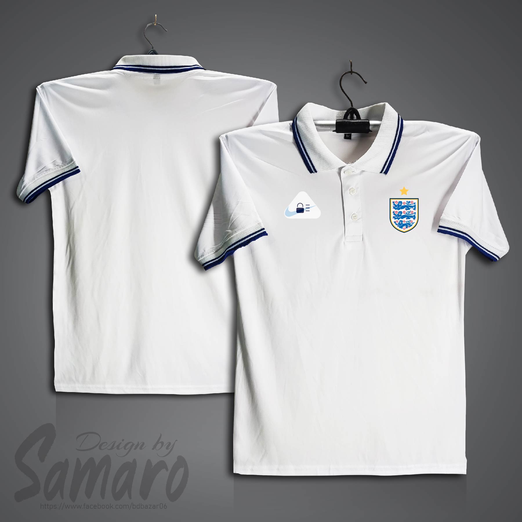 Picture of England Short Sleeve Polo Football Jersey For Men - PP Micro Collar Polo Jersey - England Jersey