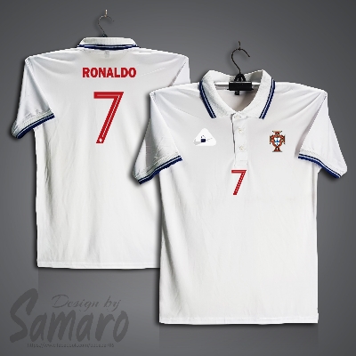 Picture of Portugal 7 Short Sleeve Polo Football Jersey For Men - Ronaldo 7 Number Polo Jersey - Portugal Jersey