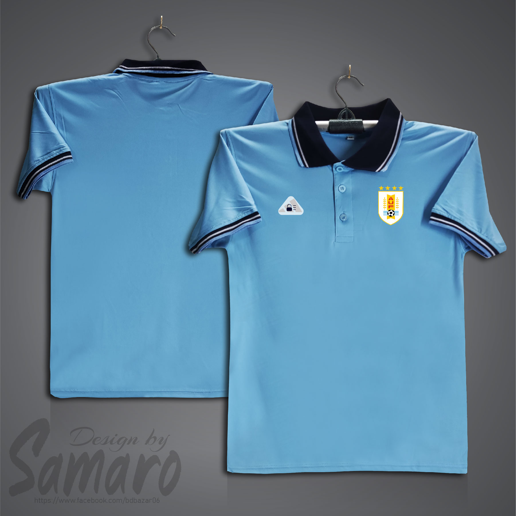 Picture of Uruguay Short Sleeve Polo Football Jersey For Men - PP Micro Collar Polo Jersey - Uruguay Football Jersey