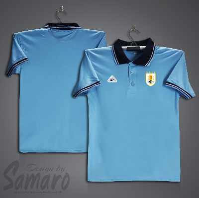 Picture of Uruguay Short Sleeve Polo Football Jersey For Men - PP Micro Collar Polo Jersey - Uruguay Football Jersey