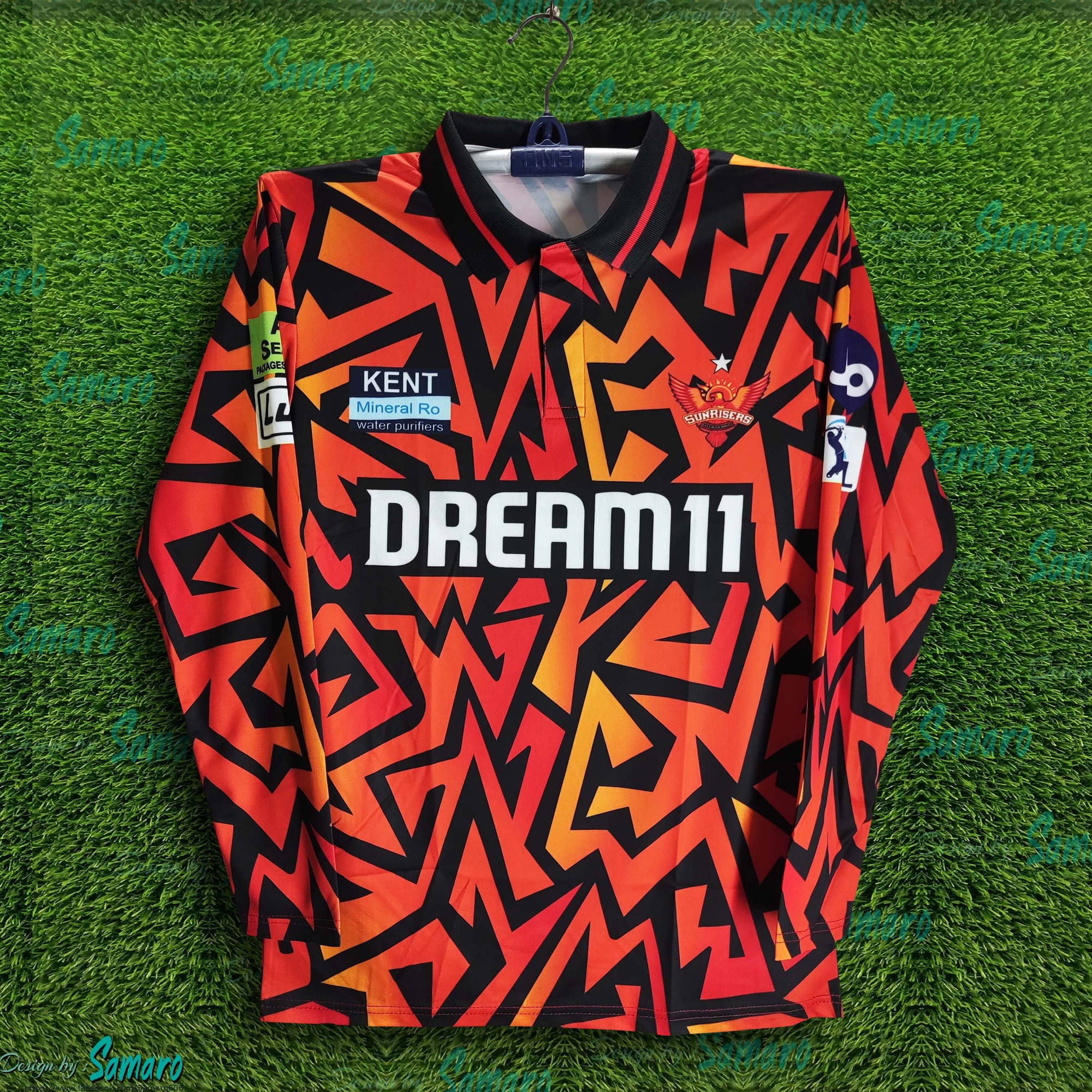 Picture of SunRisers Hyderabad Premium Jersey For Men - SRH Full Sleeve Polo IPL Jersey - Hyderabad Cricket Jersey 2025-2026