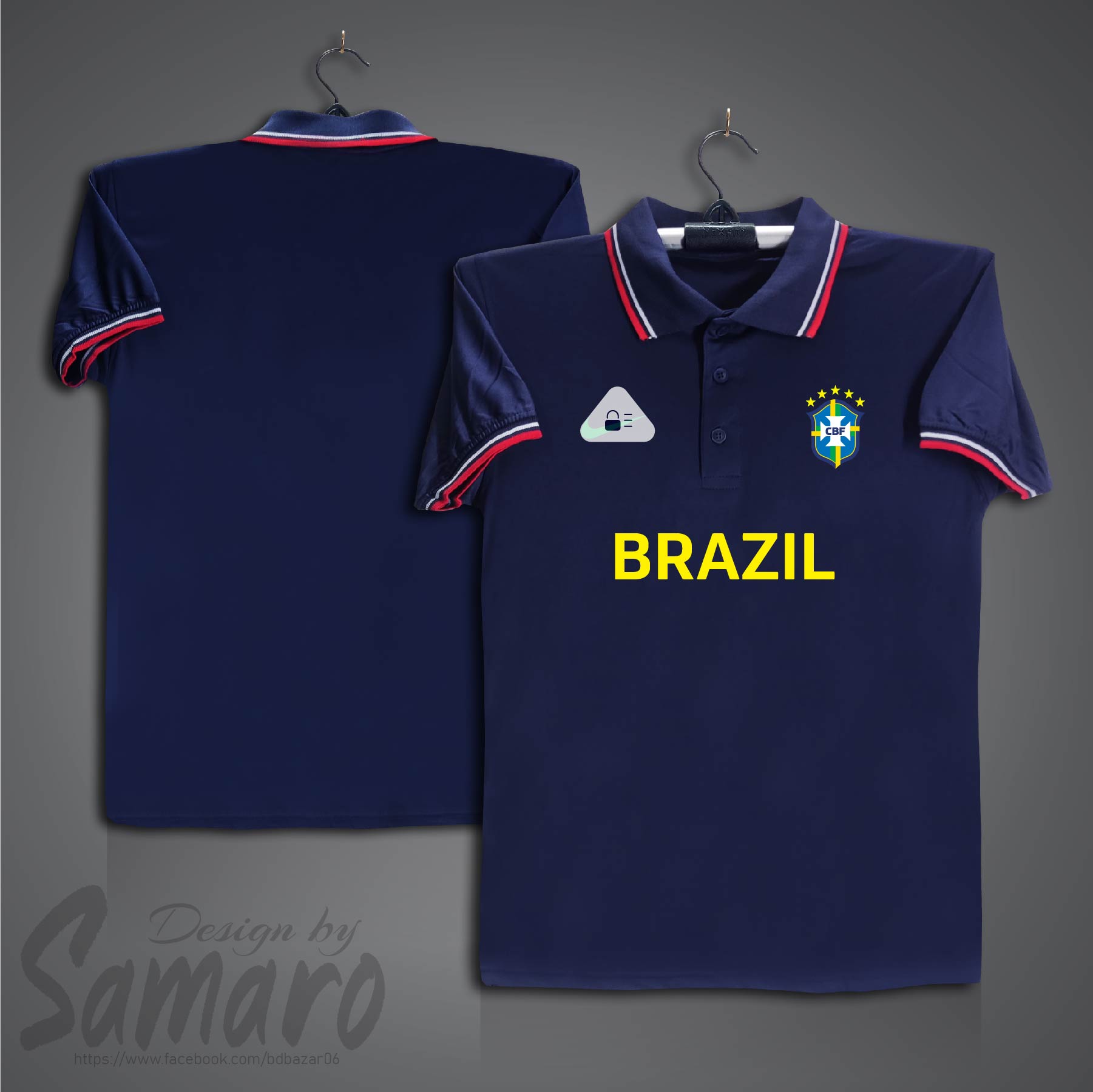 Picture of Brazil Short Sleeve Polo Football Jersey for Men - PP Micro Collar Polo Jersey - Brazil Jersey