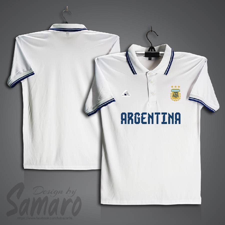 Picture of Argentina Short Sleeve Polo Football Jersey For Men - PP Micro Collar Polo Jersey - Argentina Jersey
