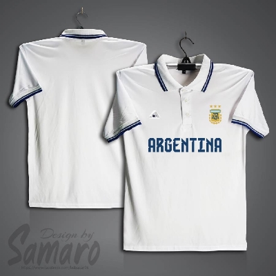 Picture of Argentina Short Sleeve Polo Football Jersey For Men - PP Micro Collar Polo Jersey - Argentina Jersey