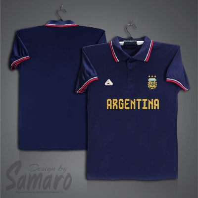 Picture of Argentina Short Sleeve Polo Football Jersey For Men - PP Micro Collar Polo Jersey - Argentina Jersey