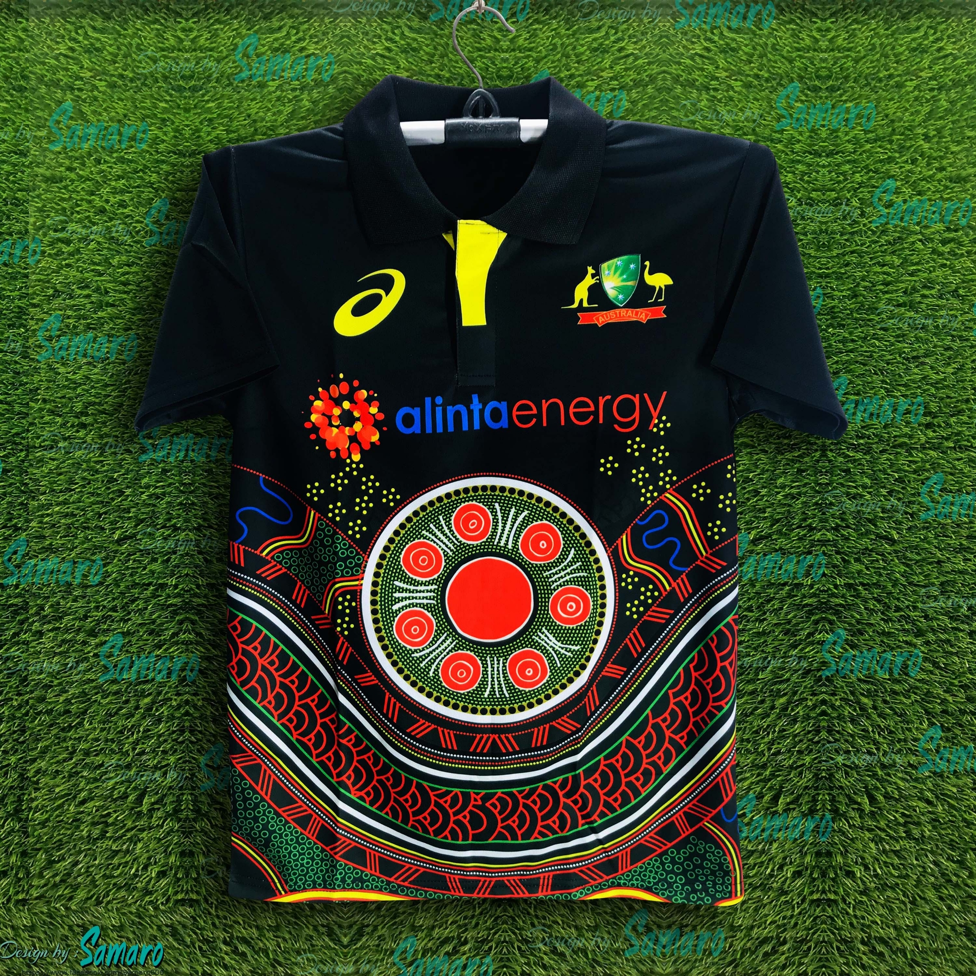 Picture of Australia Short Sleeve Collar Polo Cricket Jersey For Man - Australia Polo Jersey For Man - Australia Cricket Jersey