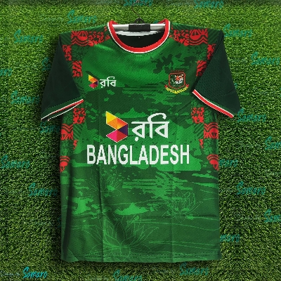 Picture of Bangladesh Short Sleeve Cricket Jersey For Men - Robi Cricket Jersey - Bangladesh Cricket Jersey 2024-2025