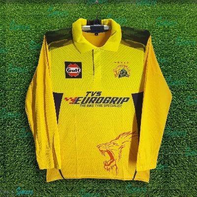 Picture of Chennai Super King Full Sleeve Polo Cricket Jersey For Men - IPL CSK Full Sleeve Collar T Shirt - Chennai Jersey 2025