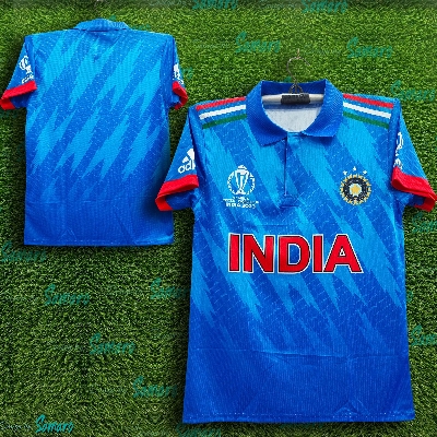 Picture of India World Cup Jersey - India Short Sleeve Polo Jersey For Men - India Cricket Jersey 2024-25